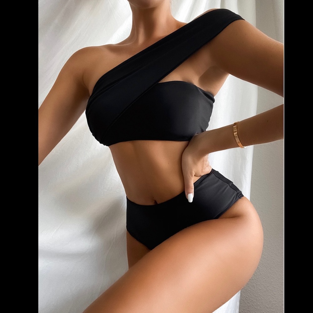One shoulder high waist bikini set summer vacation sep sale